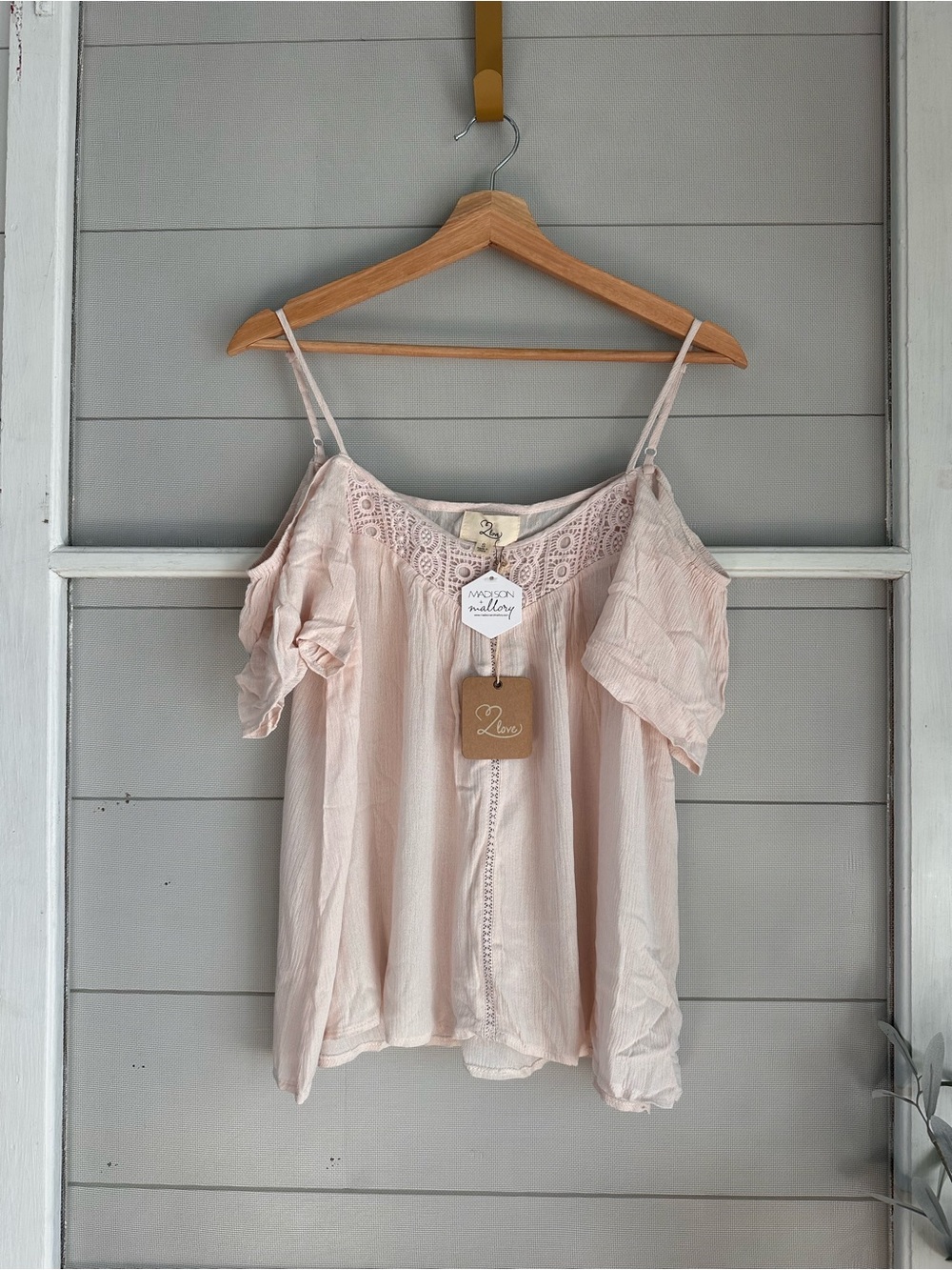 Love Brand Blush Pink Lace Trimmed Top